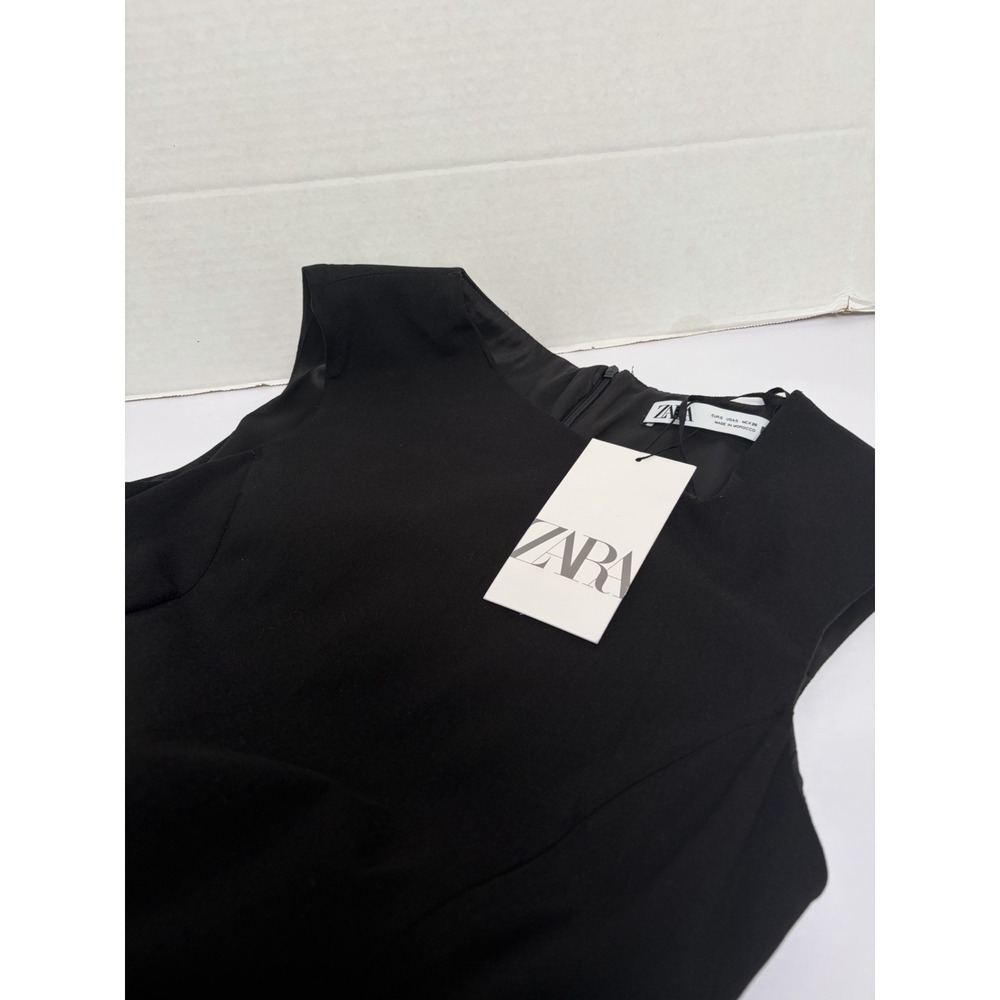 Zara NWT Black Cut-Out High Slit Maxi Dress Size Small Viscose Blend Lined $70‎